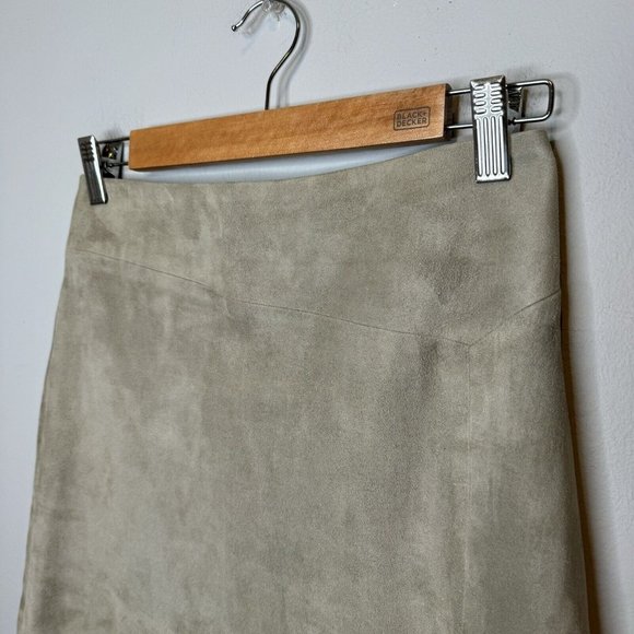 Ralph Lauren Black Label Skirt Women’s 4 100% Lambsuede Neutral Tan Slit Knee - Picture 3 of 7
